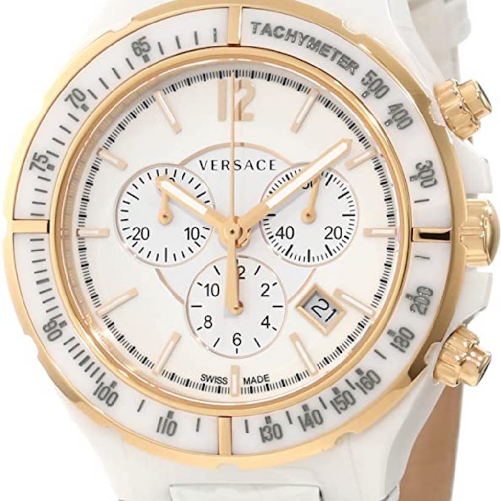 Versace Dv One Tachymeter Bezel Cruise Collection White Chronograph Watch